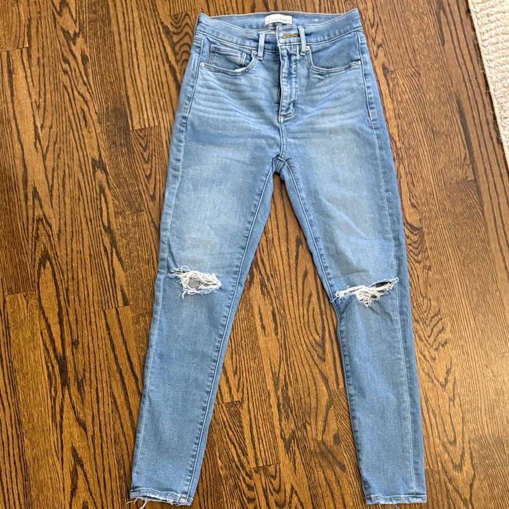 LOFT Light Blue Ripped Skinny Jeans